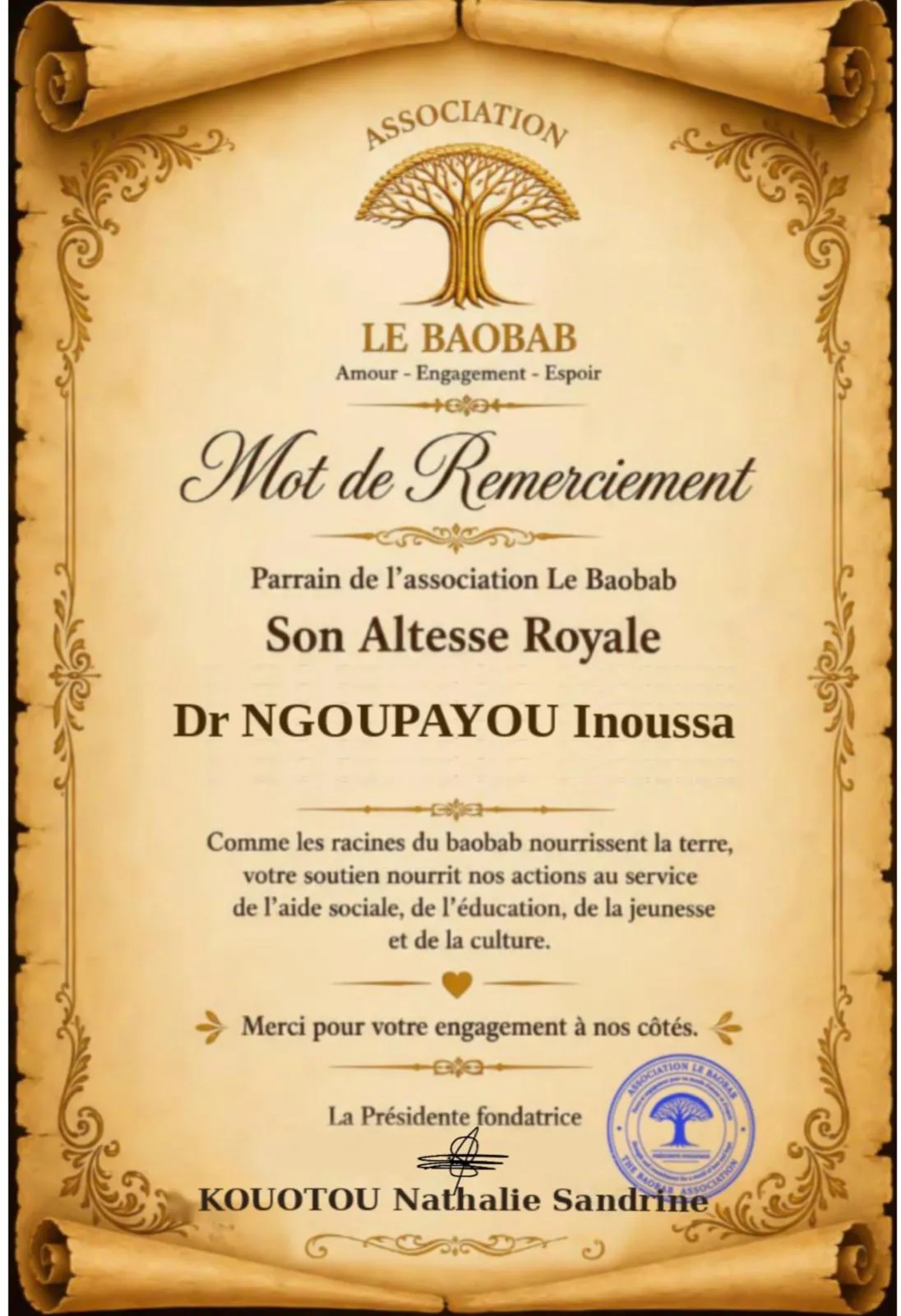 Lettre de Remerciement 